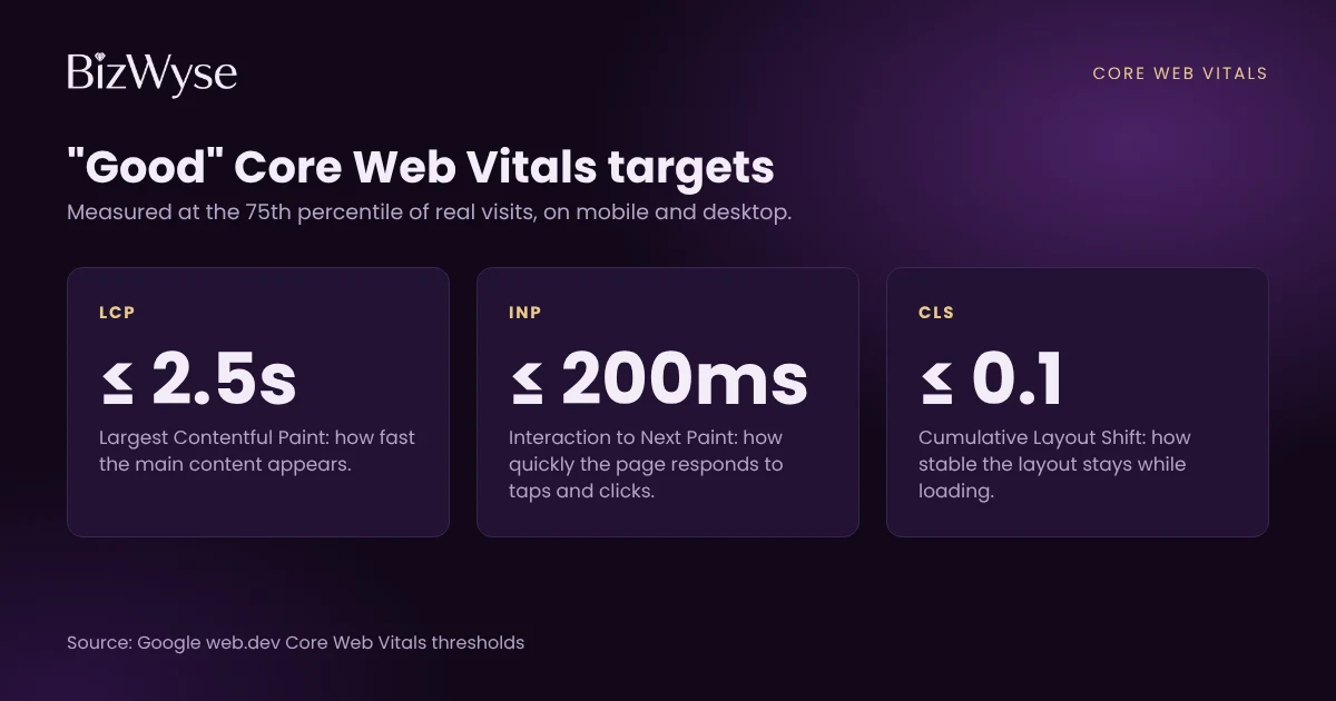 Core Web Vitals targets that a web development company in Bangladesh should meet